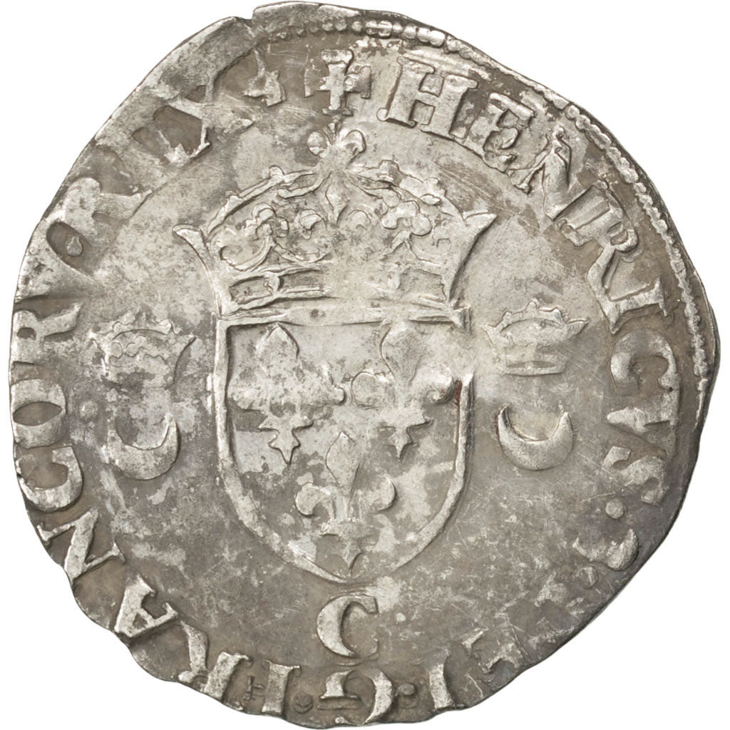 Coin, France, Douzain, 1551, Saint Lô, EF(40-45), Billon, Sombart:4380
