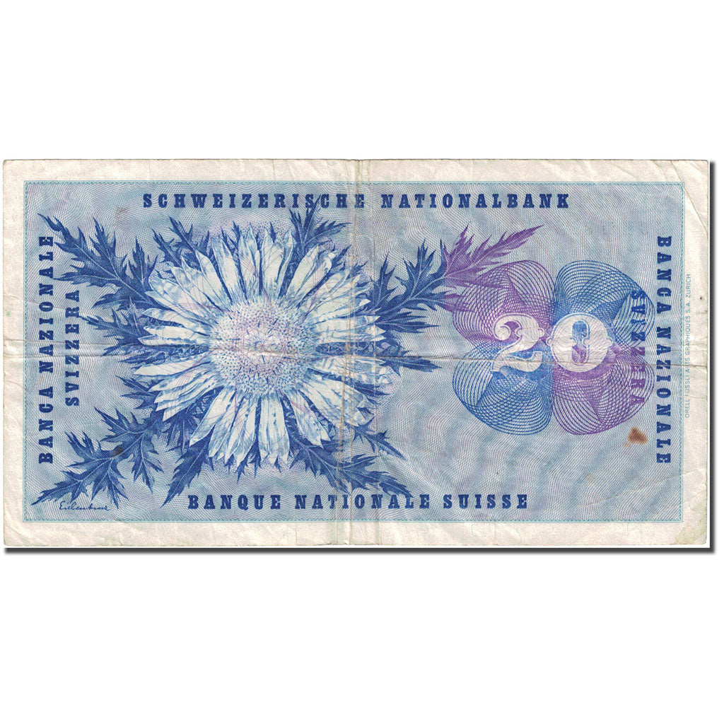 Billet, Suisse, 20 Franken, 1954-1961, 1969-01-15, KM:46q, TB+