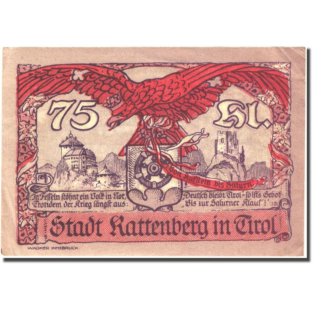 Banknote, Austria, Rattenberg, 75 Heller, château 1920-12-31 AU(50-53) FS 821 I