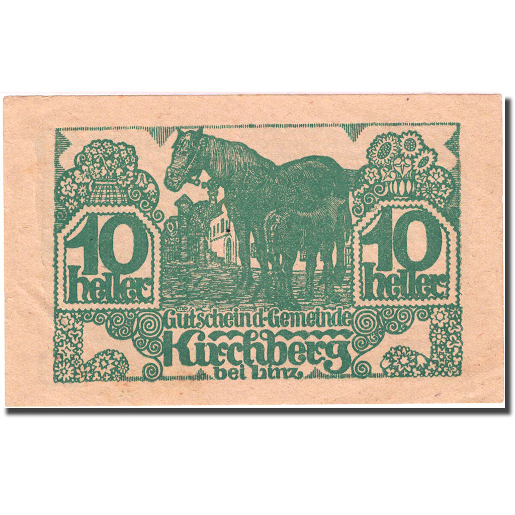 Banknote, Austria, Kirchberg bei Linz, 10 Heller, cheval, 1920 AU(55-58) FS 443d