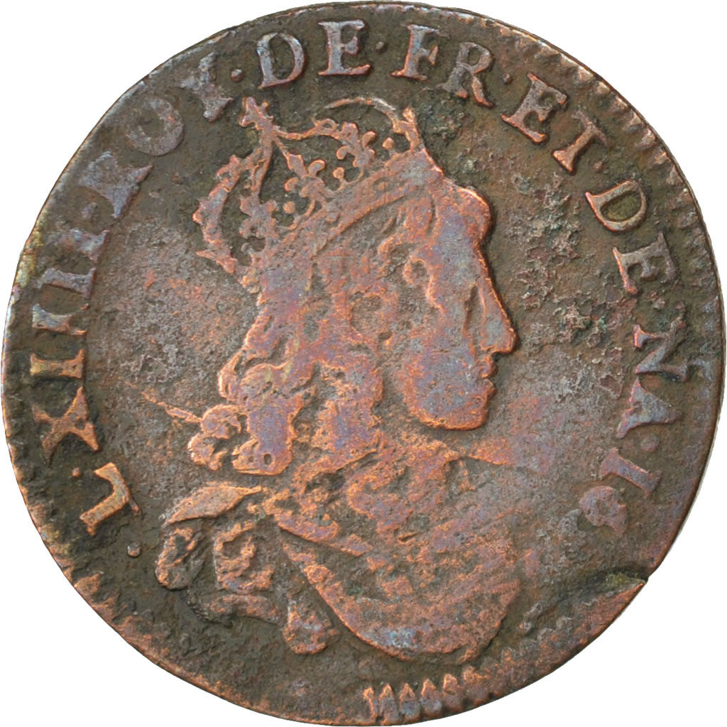 FRANCE, Liard de France au buste juvénile, deuxième type, Liard, 1656, Limoges, 