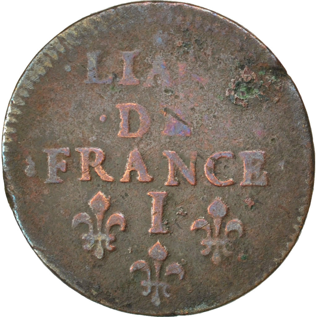 FRANCE, Liard de France au buste juvénile, deuxième type, Liard, 1656, Limoges, 
