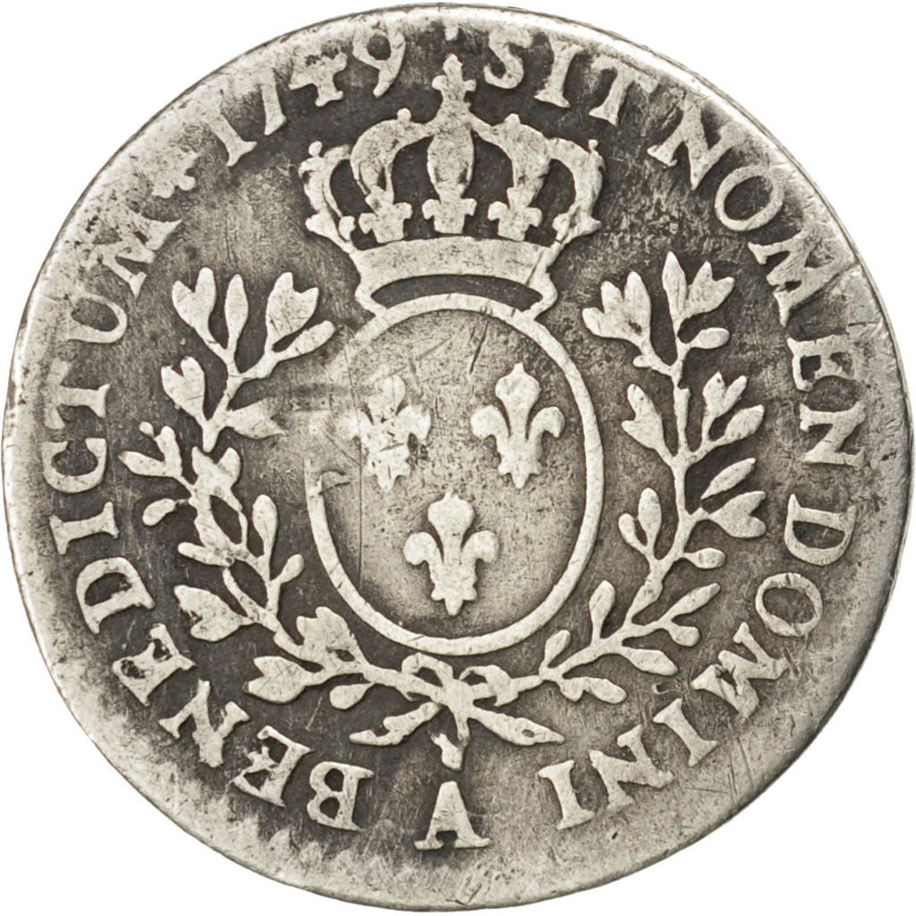 FRANCE, 1/10 Écu au bandeau, 12 Sols, 1/10 ECU, 1749, Paris, KM #511.1, ...