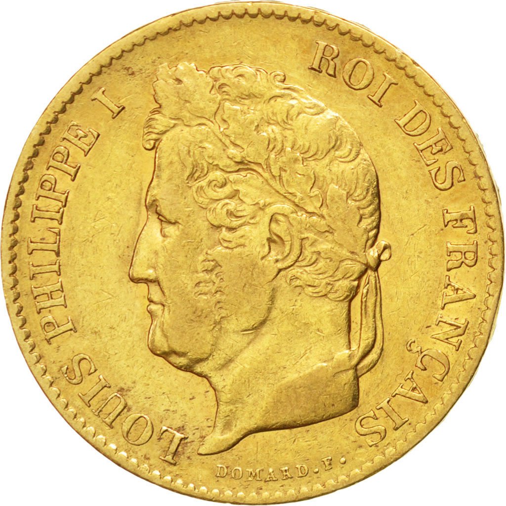 FRANCE, Louis-Philippe, 40 Francs, 1833, Paris, KM #747.1, EF(40-45), Gold,...