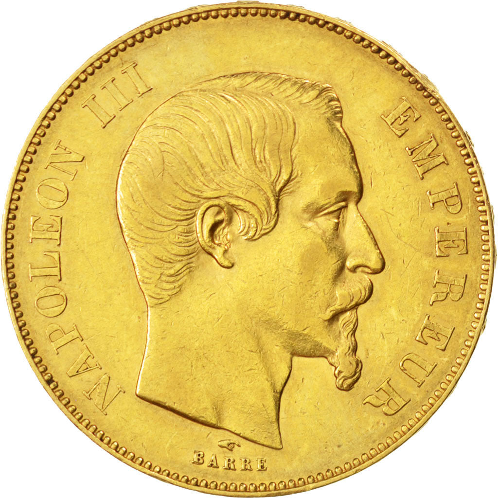 FRANCE, Napoléon III, 50 Francs, 1855, Paris, KM #785.1, EF(40-45), Gold, Gadour
