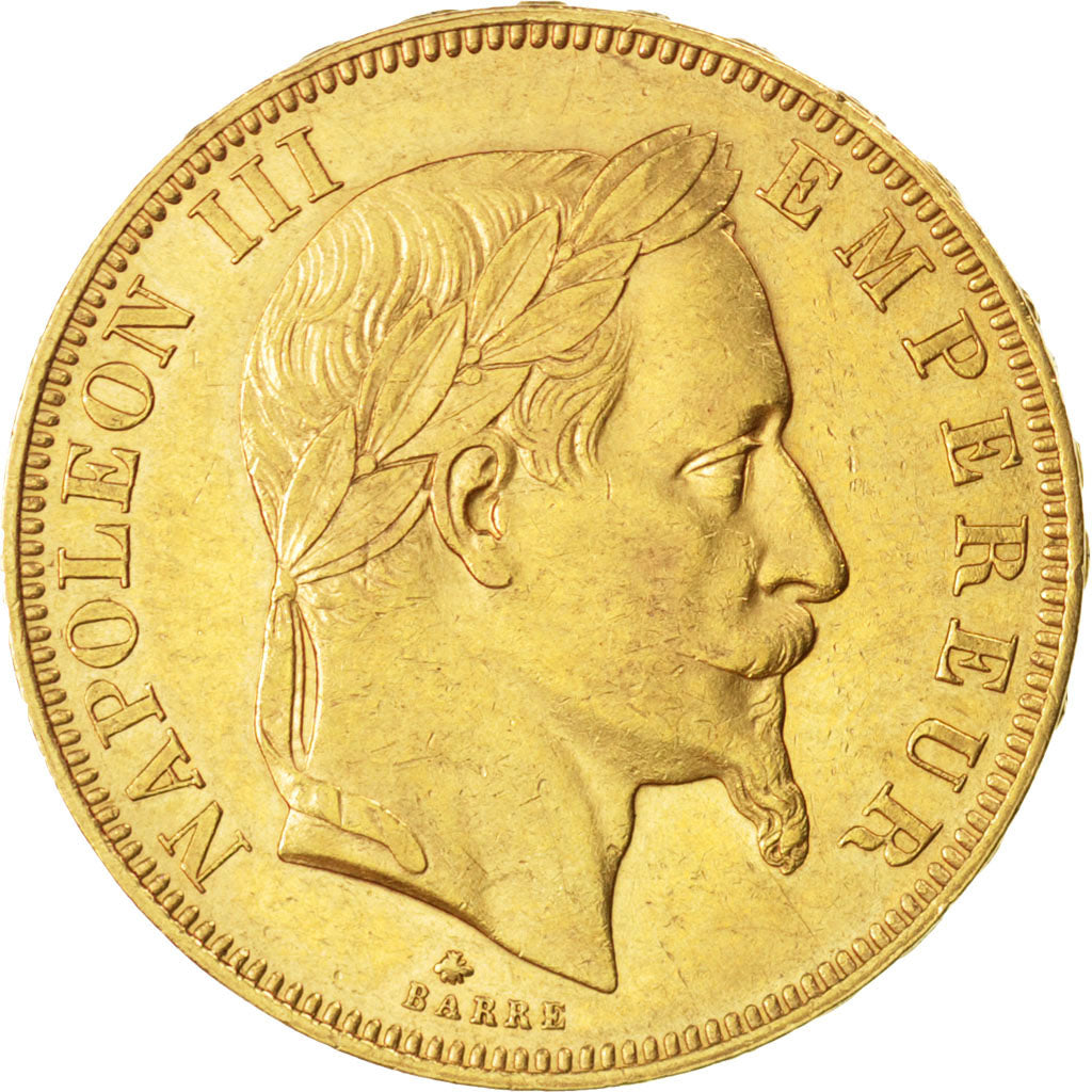 FRANCE, Napoléon III, 50 Francs, 1864, Paris, KM #804.1, AU(55-58), Gold, Gadour