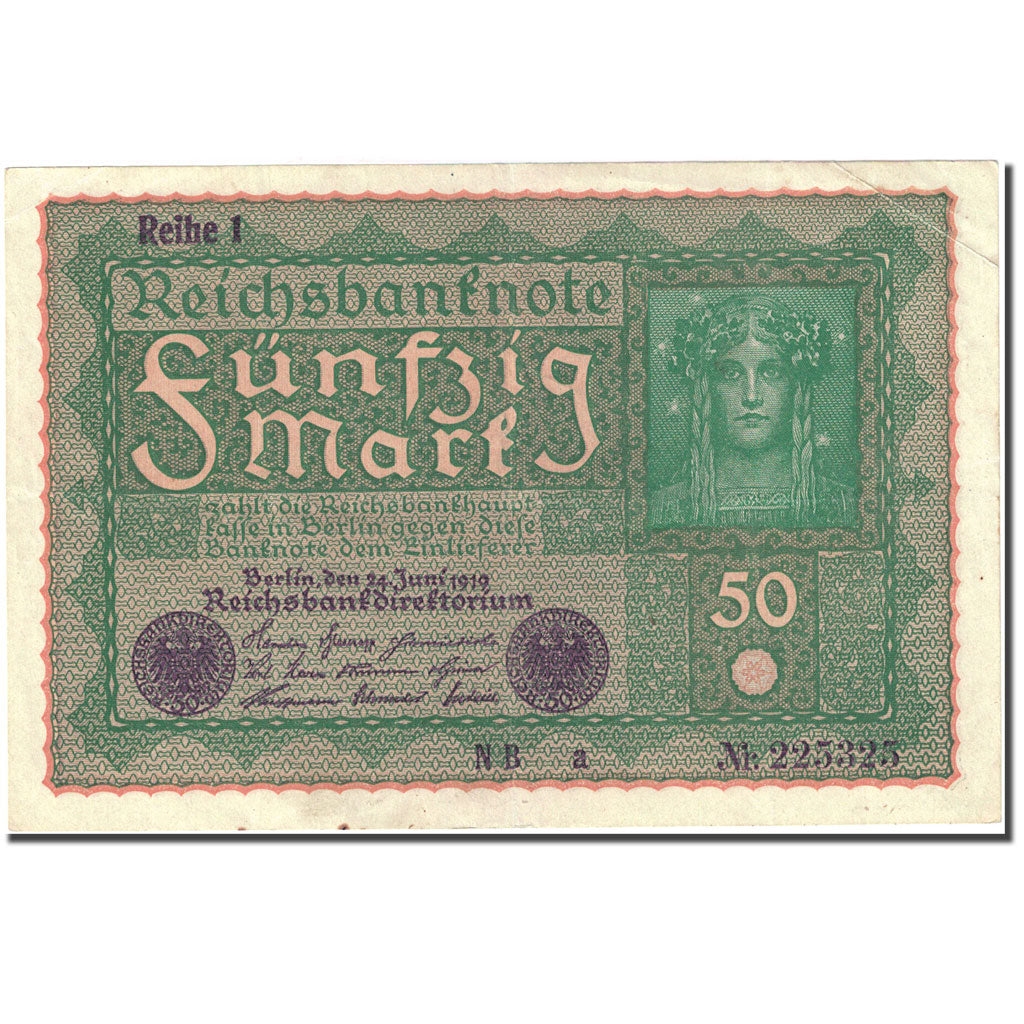 Banknote, Germany, 50 Mark, 1915-1919, 1919-06-24, KM:66, EF(40-45)