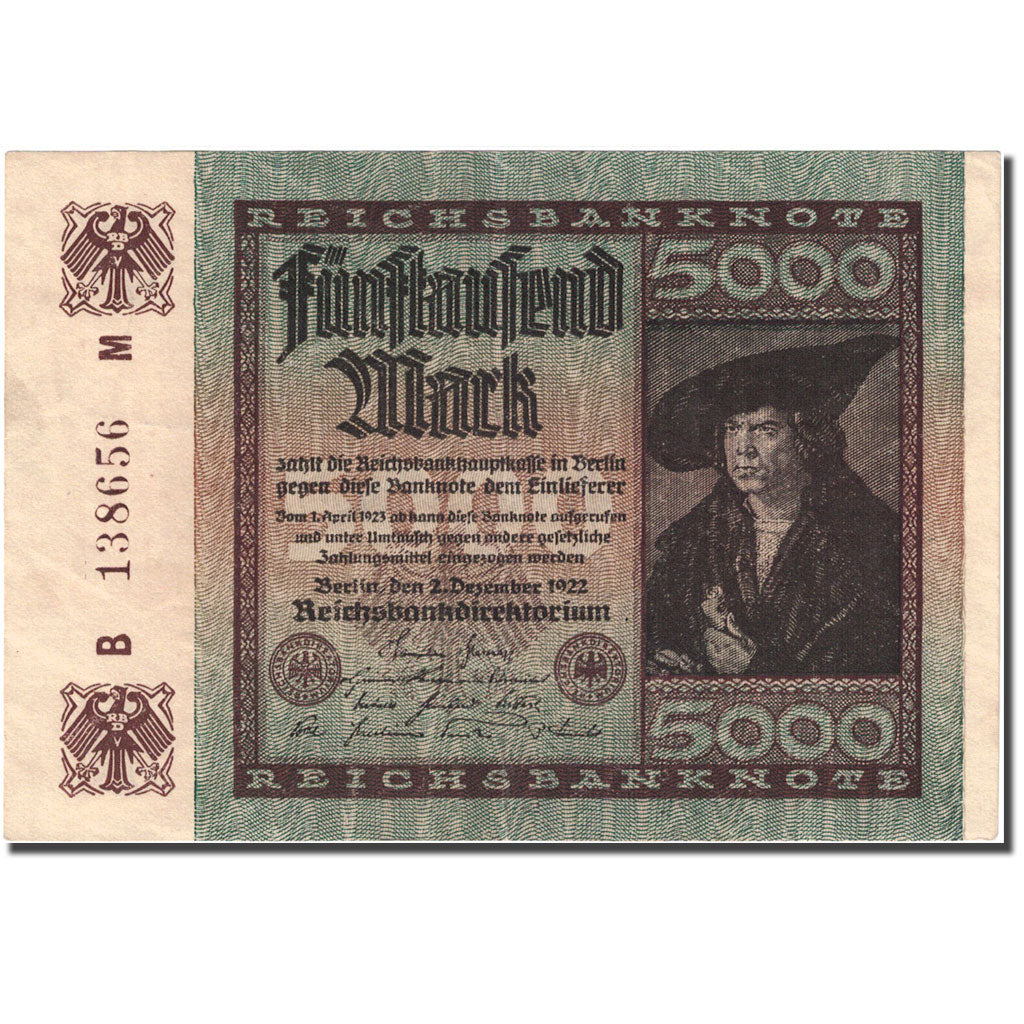 Banknote, Germany, 5000 Mark, 1922, 1922-12-02, KM:81a, AU(50-53)