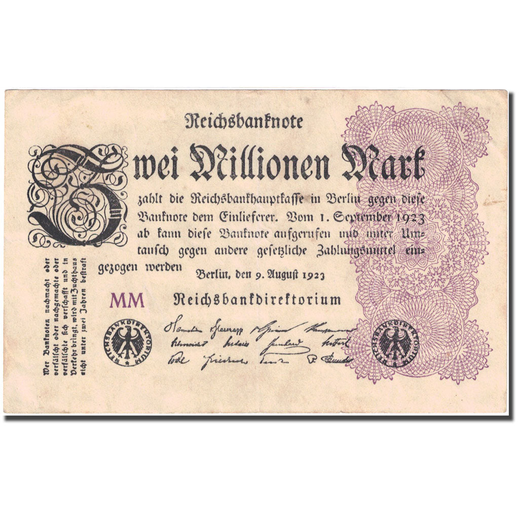 Banknote, Germany, 2 Millionen Mark, 1923, 1923-08-09, KM:104a, EF(40-45)