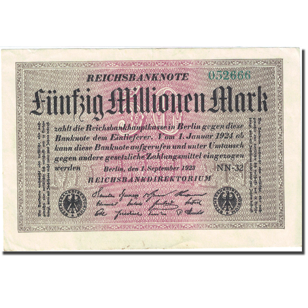 Banknote, Germany, 50 Millionen Mark, 1923, 1923-09-01, KM:109b, AU(55-58)