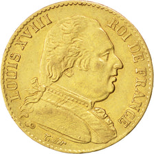 Louis XVIII, 20 Francs or buste habillé 1815 Paris, KM 706.1