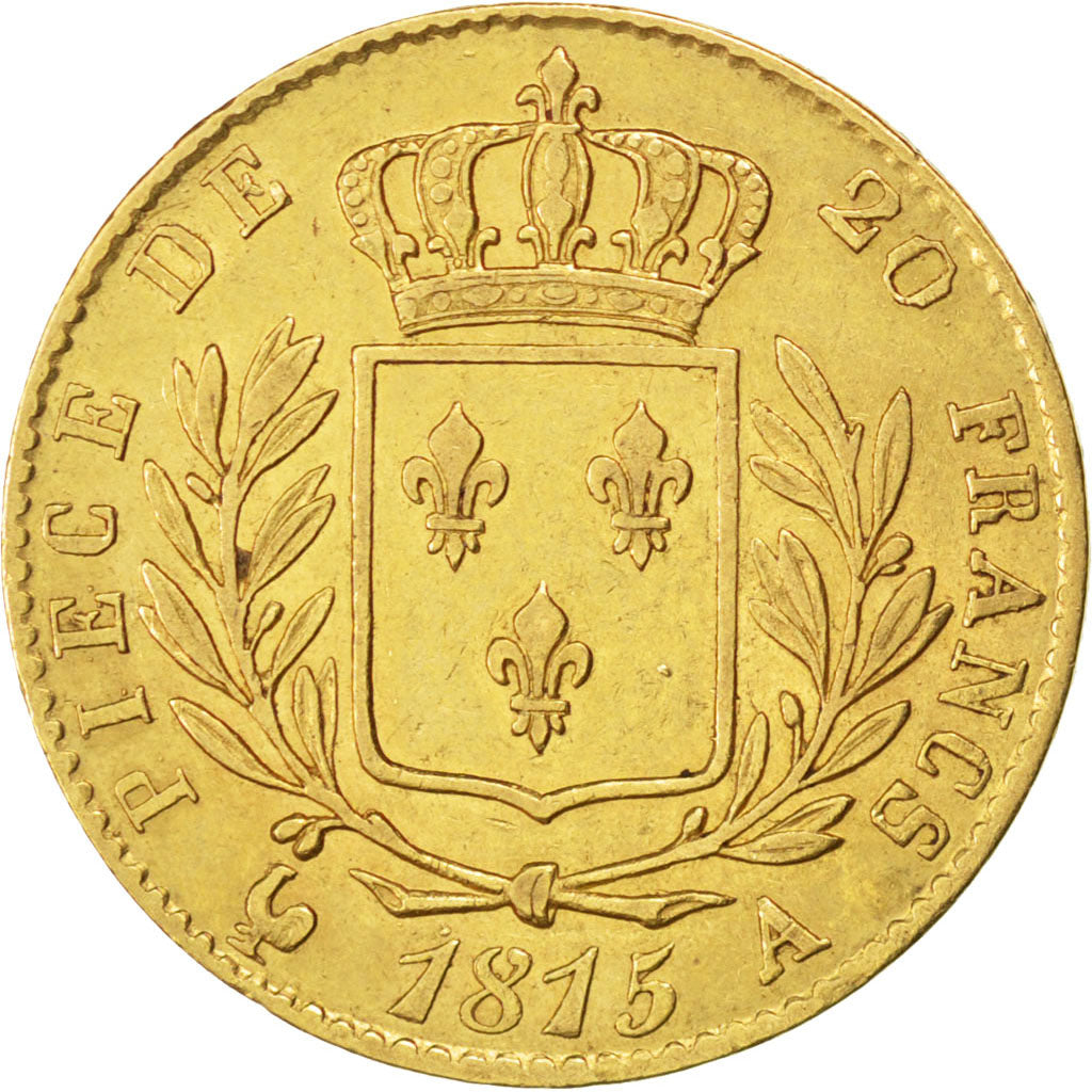 Louis XVIII, 20 Francs or buste habillé 1815 Paris, KM 706.1