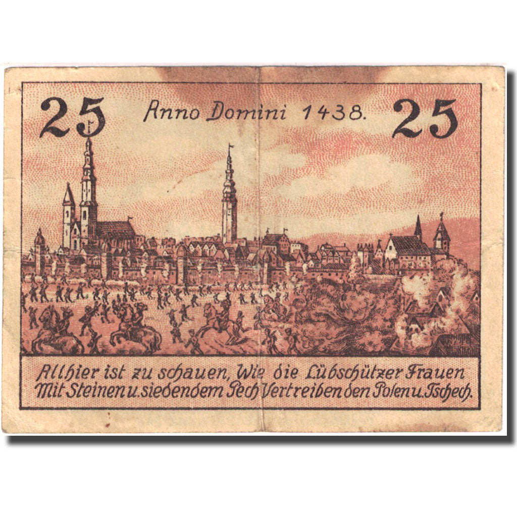 Banknote, Germany, Leobschutz, 25 Pfennig, château, 1922 VF(20-25) Mehl:793.1a