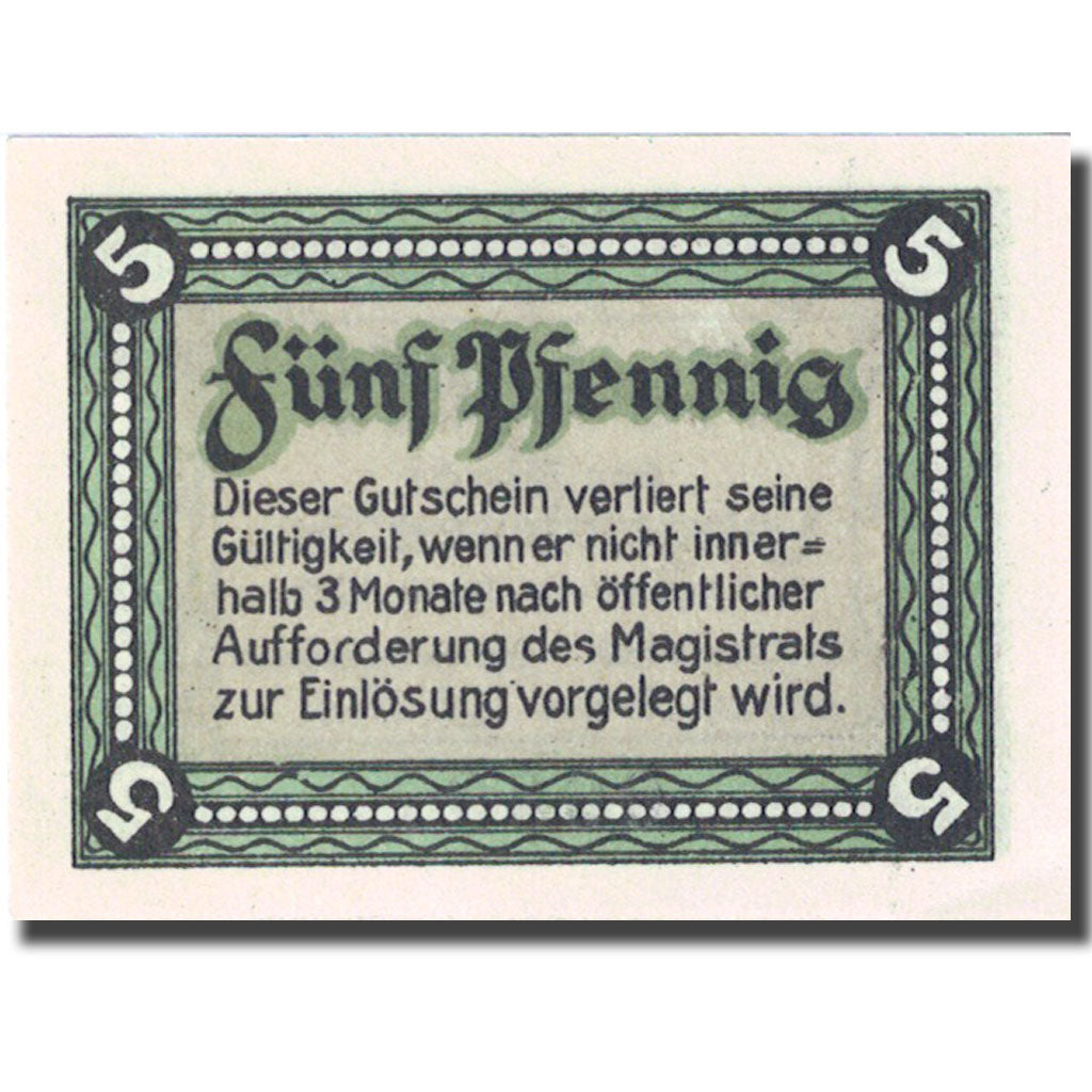 Banconote, Germania, Langewiesen, 5 Pfennig, personnage, 1921, SPL, Mehl:772.1b