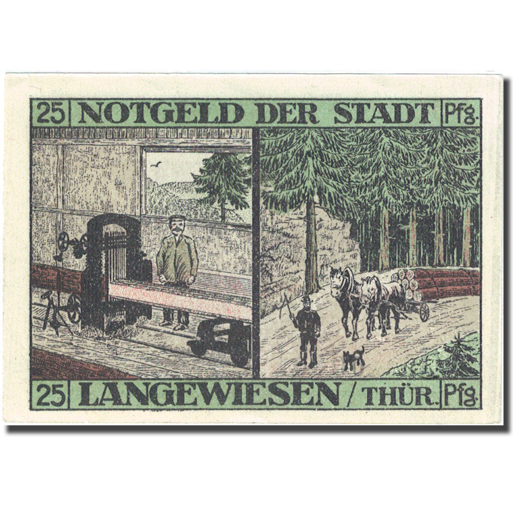 Banknote, Germany, Langewiesen, 25 Pfennig, Usine, 1921, UNC(63), Mehl:772.1b