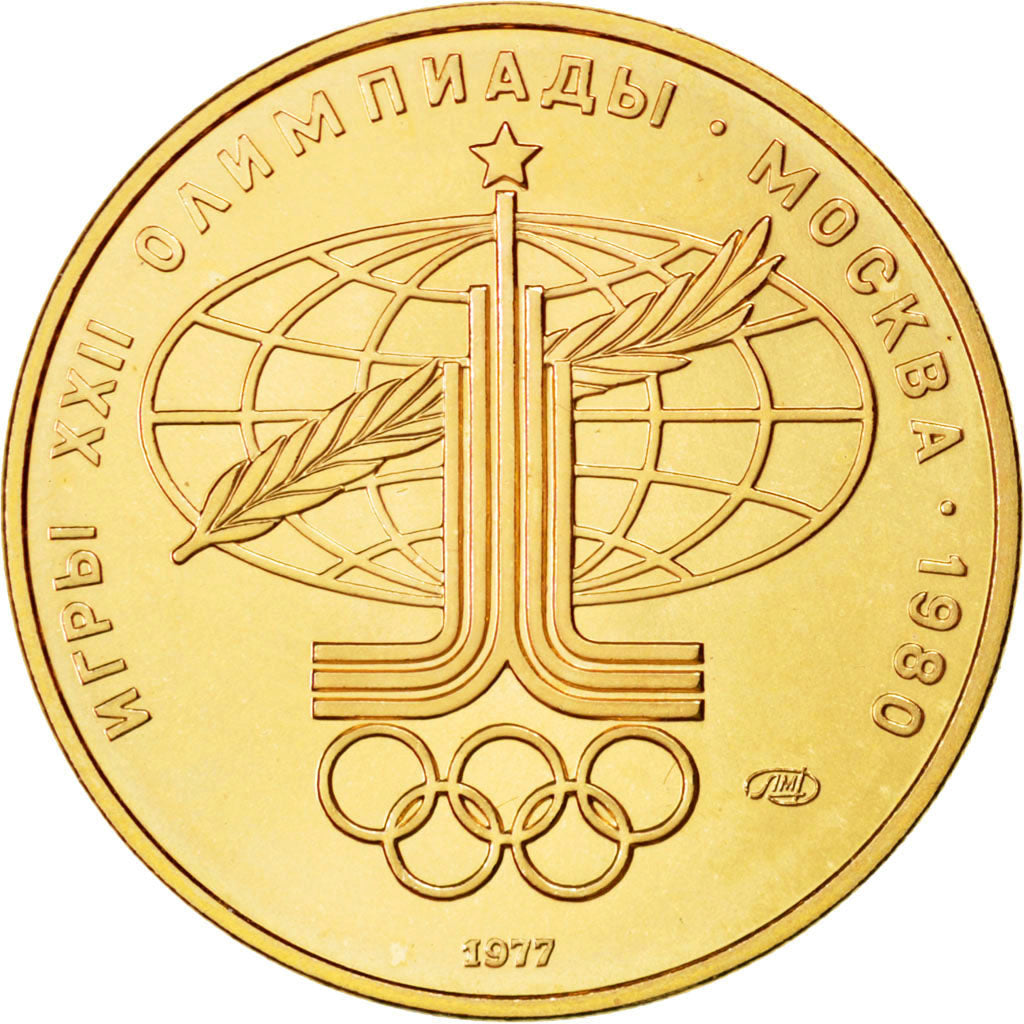 Russie, URSS, 100 Roubles JO de Moscou 1980 Emblème des JO, 1977, PCGS MS69, KM 
