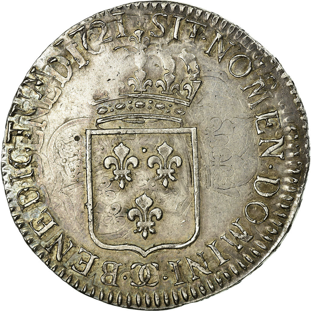 Coin, France, Louis XV, Écu de France, Ecu, 1721, Besan, AU(50-53), Silver