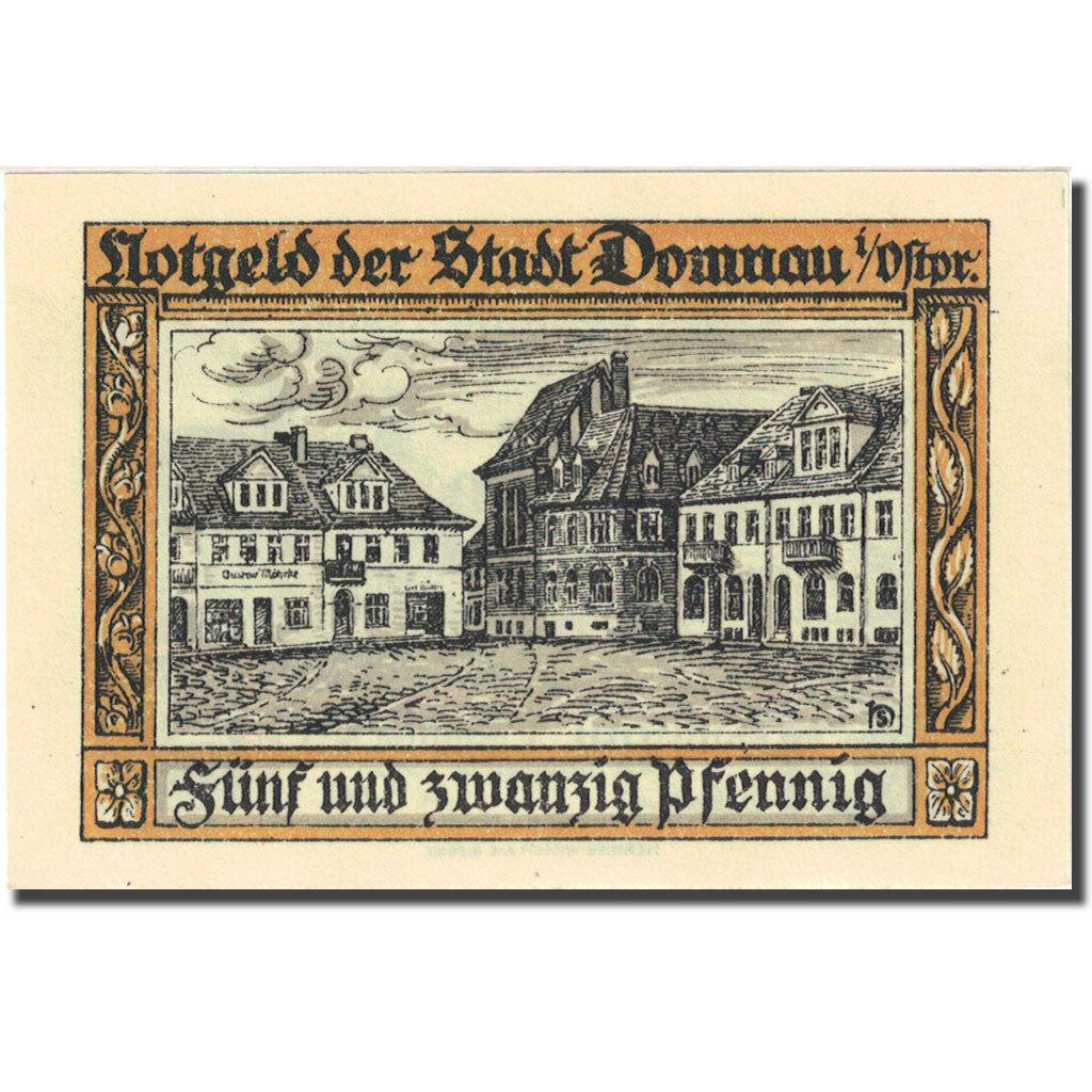 Banknote, Germany, Domnau, 25 Pfennig, ruine, 1921 UNC(63) Mehl:280.1