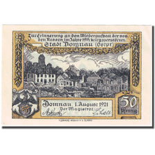 Billet, Allemagne, Domnau, 50 Pfennig, ruine 1, 1921, 1921-08-01 SUP+ Mehl:280.1