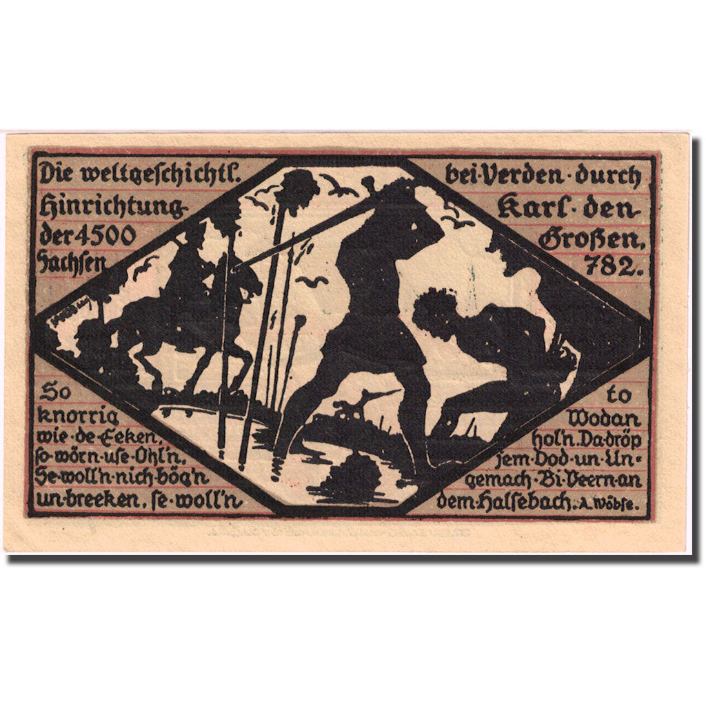 Banknote, Germany, Verden, 1 Mark, personnage 3, 1921 UNC(63) Mehl:1360.1