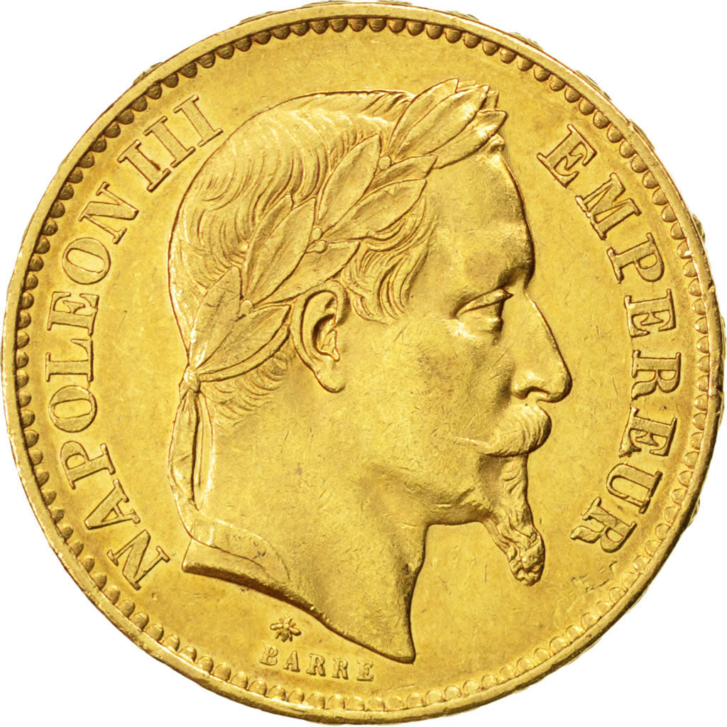 FRANCE, Napoléon III, 20 Francs, 1868, Paris, KM #801.1, AU(50-53), Gold, Gadour