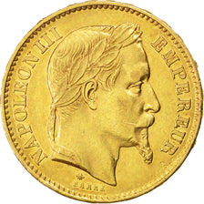FRANCE, Napoléon III, 20 Francs, 1868, Paris, KM #801.1, AU(50-53), Gold, Gadour