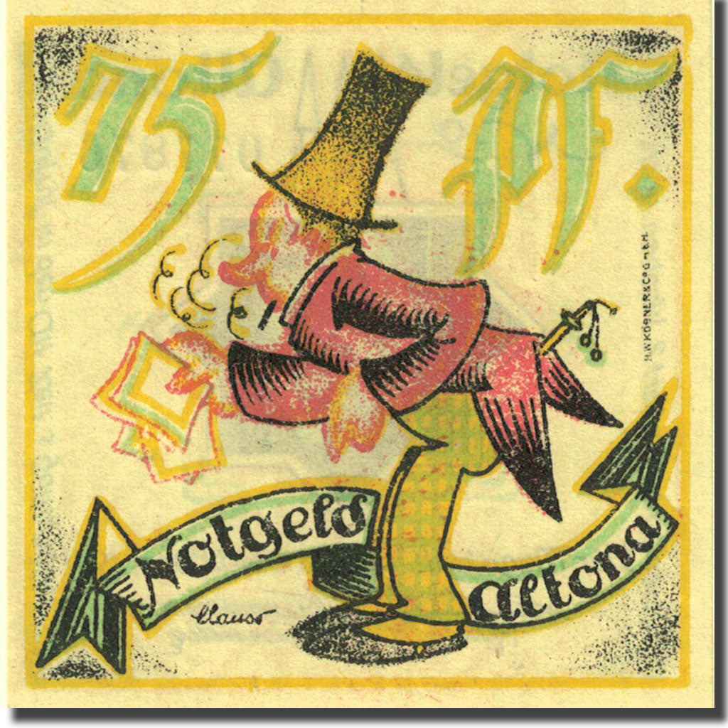 Billet, Allemagne, Altona, 75 Pfennig, personnage 3, 1921-12-12, SPL Mehl:30.2