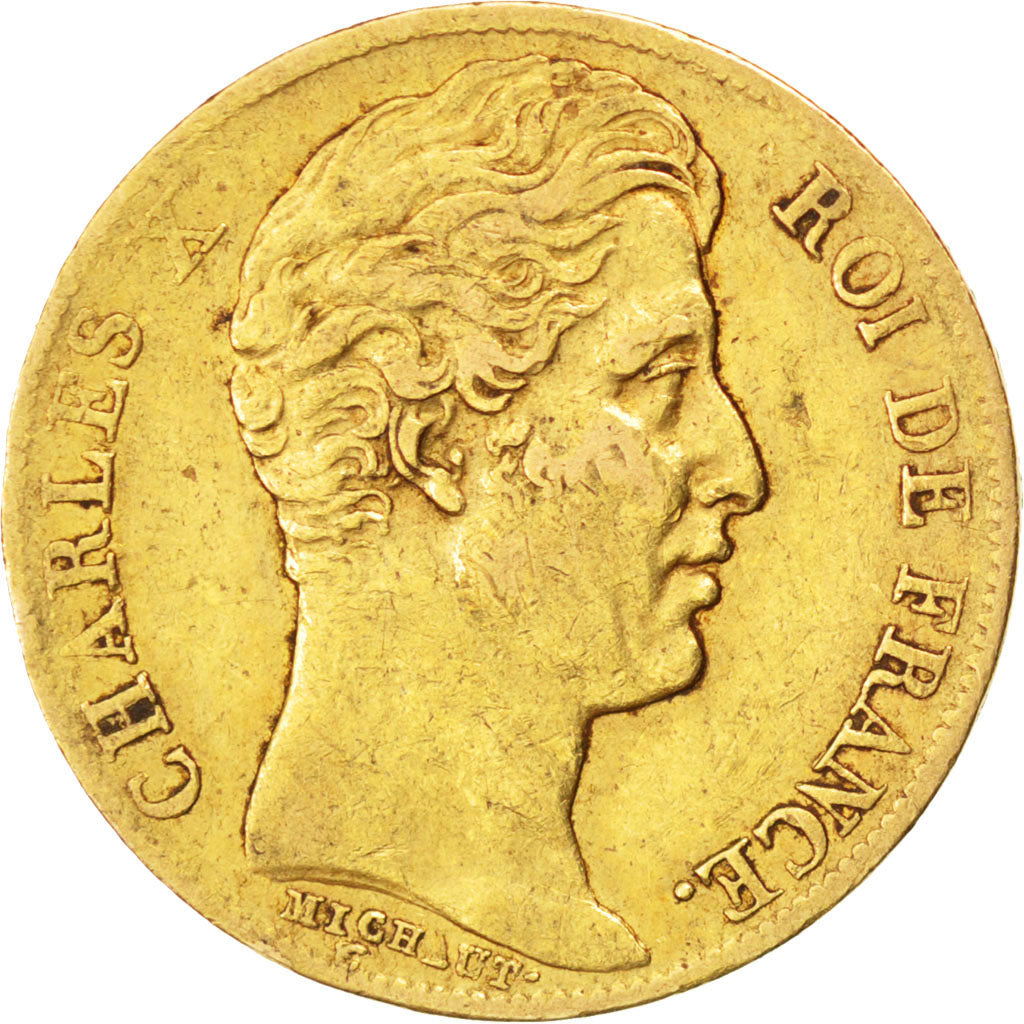 FRANCE, Charles X, 20 Francs, 1830, Paris, KM #726.1, VF(30-35), Gold, Gadoury..