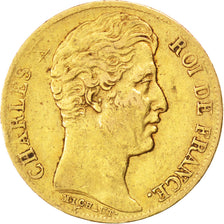 FRANCE, Charles X, 20 Francs, 1830, Paris, KM #726.1, VF(30-35), Gold, Gadoury..
