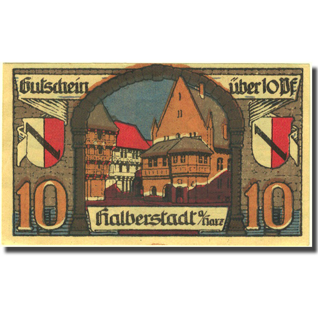 Billet, Allemagne, Halberstadt, 10 Pfennig, château, 1920 SUP+ Mehl:504.1a