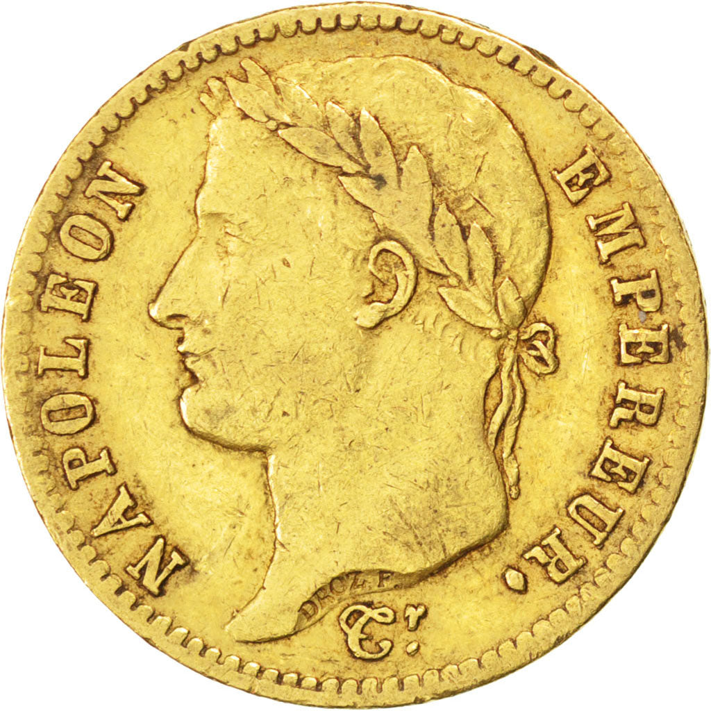 FRANCE, Napoléon I, 20 Francs, 1813, Paris, KM #695.1, VF(30-35), Gold, Gadoury 