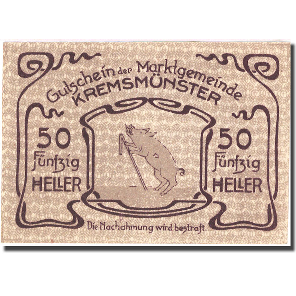 Banknote, Austria, Kremsmünster, 50 Heller, cochon, 1920 AU(55-58) Mehl:FS 4761b