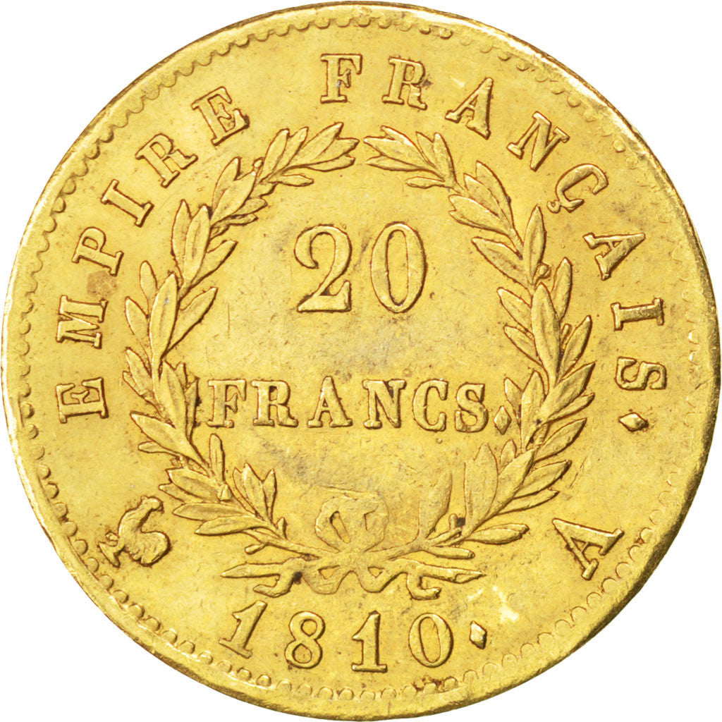 Premier Empire, 20 Francs or au revers Empire 1810 Paris, KM 695.1