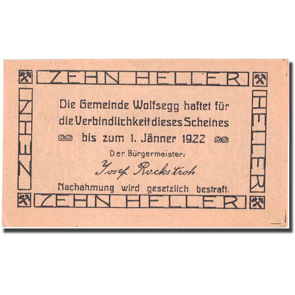 Banknote, Austria, Wolfsegg, 10 Heller, loup, 1922 UNC(63) Mehl:FS 1250II