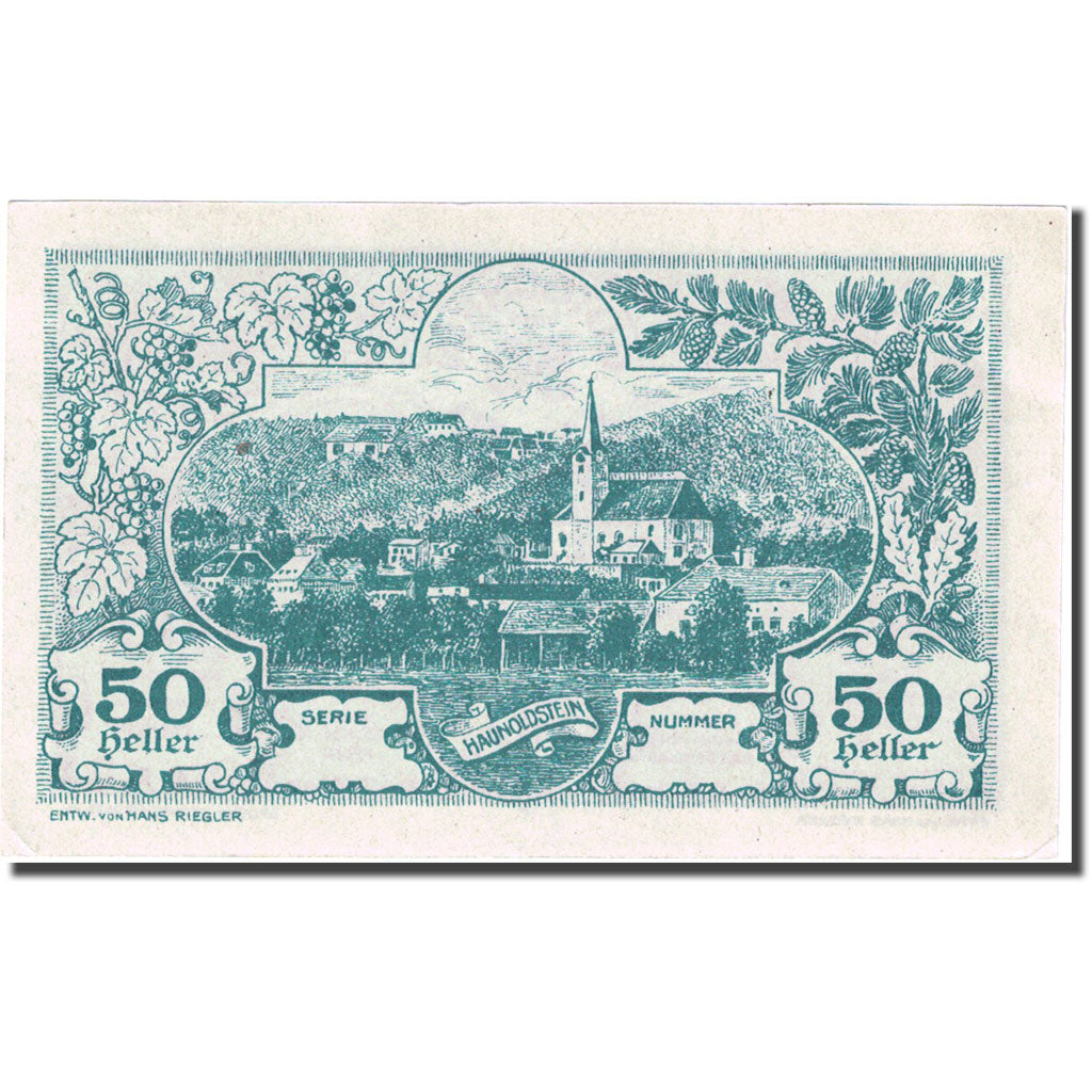 Banknote, Austria, Haunoldstein, 50 Heller, village, 1920 UNC(60-62) Mehl:FS 356