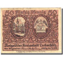 Banknote, Germany, Leobschütz, 50 Pfennig, Blason, 1922 EF(40-45) Mehl:793.1a