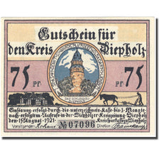 Banknote, Germany, Diepholz, 75 Pfennig, château, 1921 UNC(63) Mehl:273.3a