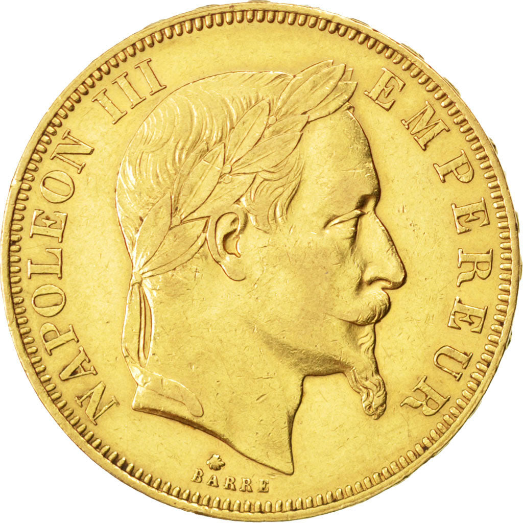 Francia, Napoleon III, Napoléon III, 50 Francs, 1864, Paris, BB, Oro, KM:804...
