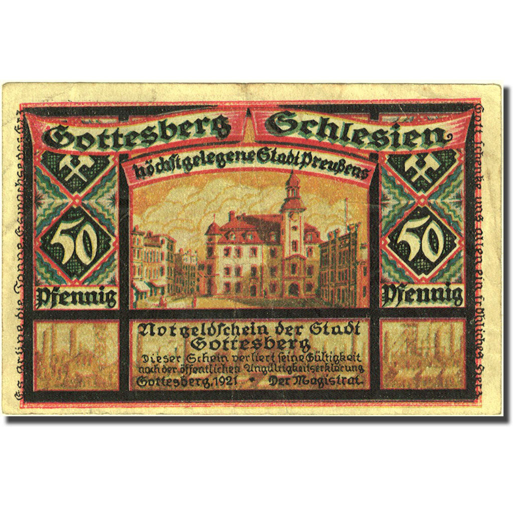 Billet, Allemagne, Gottesberg, 50 Pfennig, village, 1921, TTB, Mehl:458.1