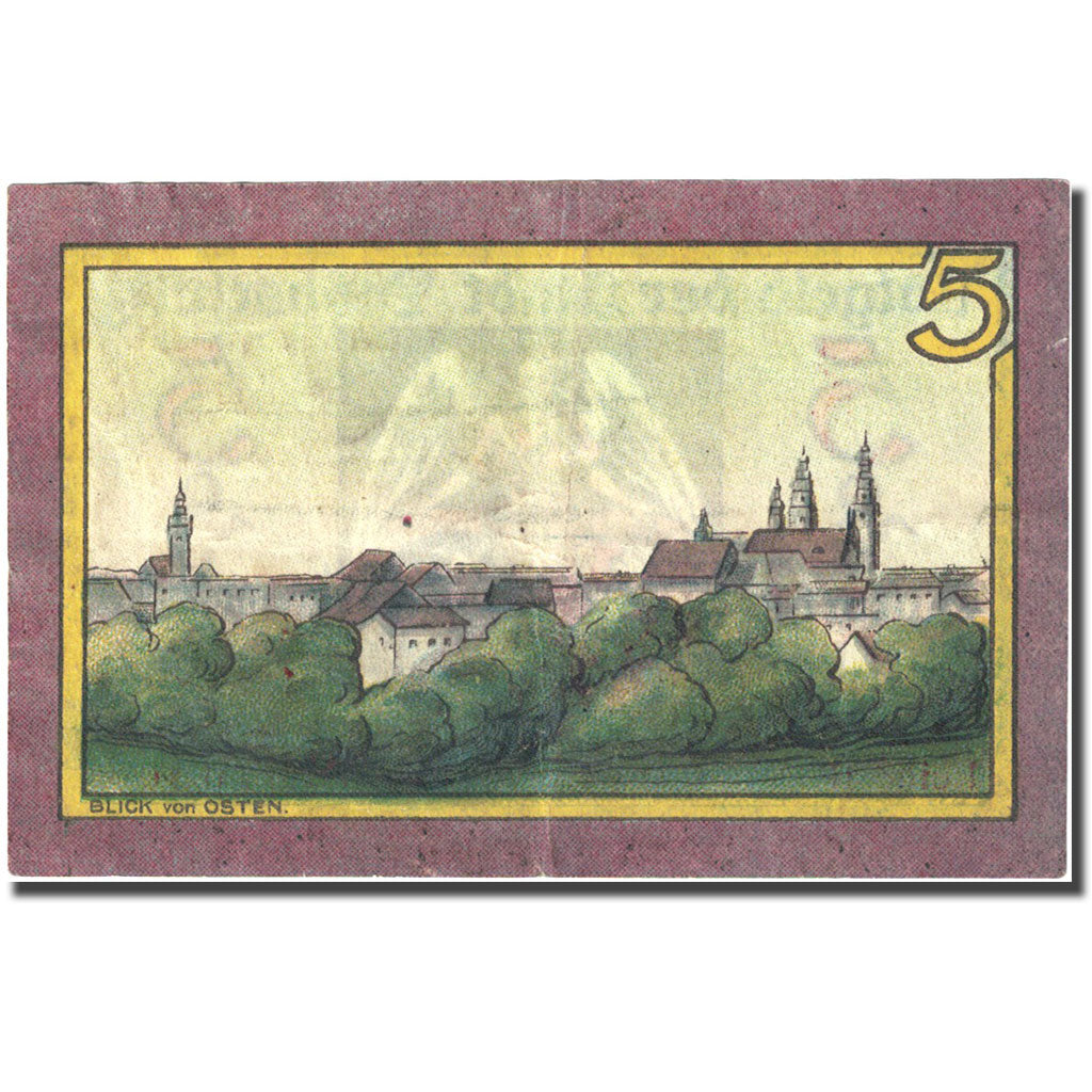 Banknote, Germany, Leobschütz, 5 Pfennig Blason 1921-12-31 EF(40-45) Mehl:L34.5a