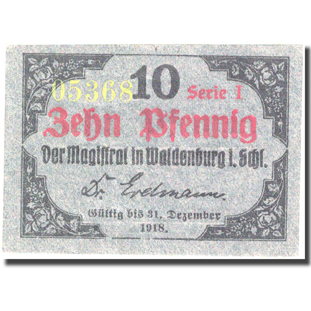 Geldschein, Deutschland, Waldenburg, 10 Pfennig 1918 UNZ Mehl:W3.01a