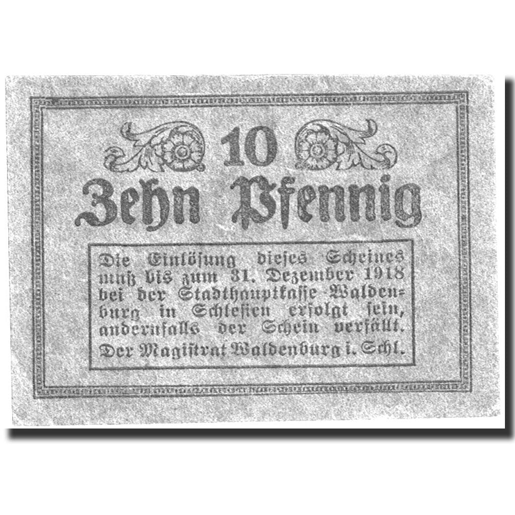Geldschein, Deutschland, Waldenburg, 10 Pfennig 1918 UNZ Mehl:W3.01a