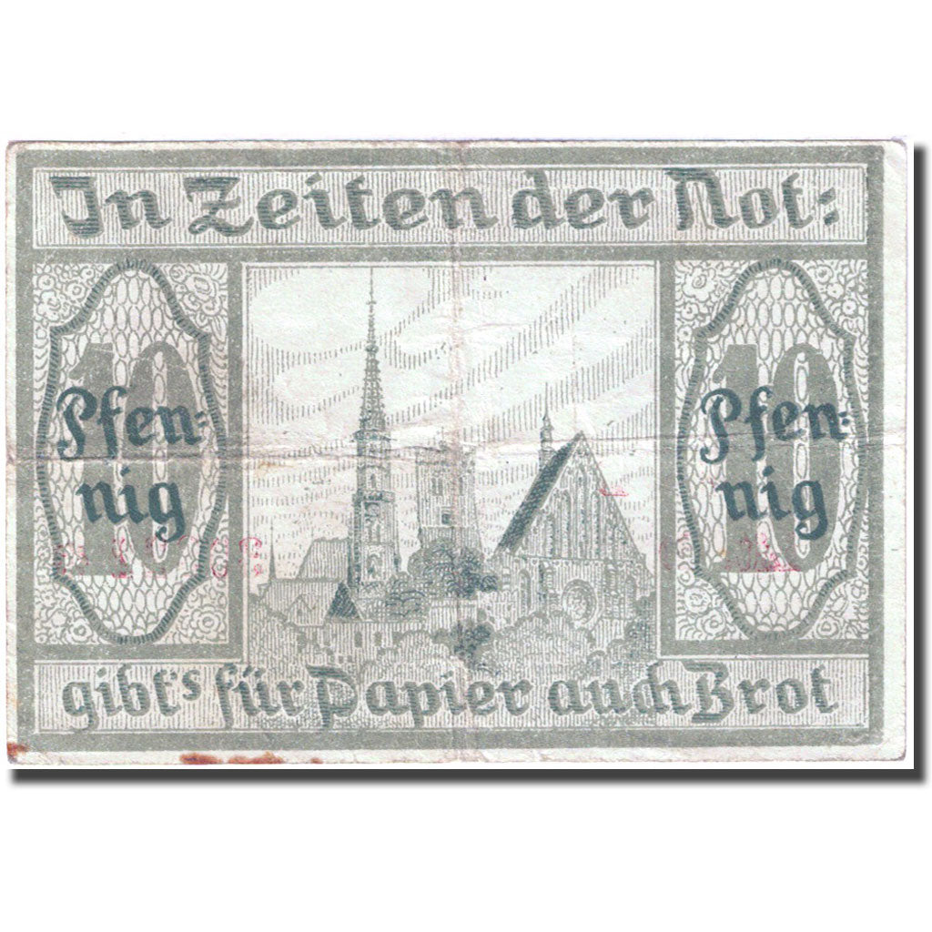Banknote, Germany, Frankenstein, 10 Pfennig, château, 1920 EF(40-45) Mehl:F15.2