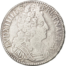 Francia, Louis XIV, Écu aux 3 couronnes, Ecu, 1709, Rouen, MB+, Argento, KM:...