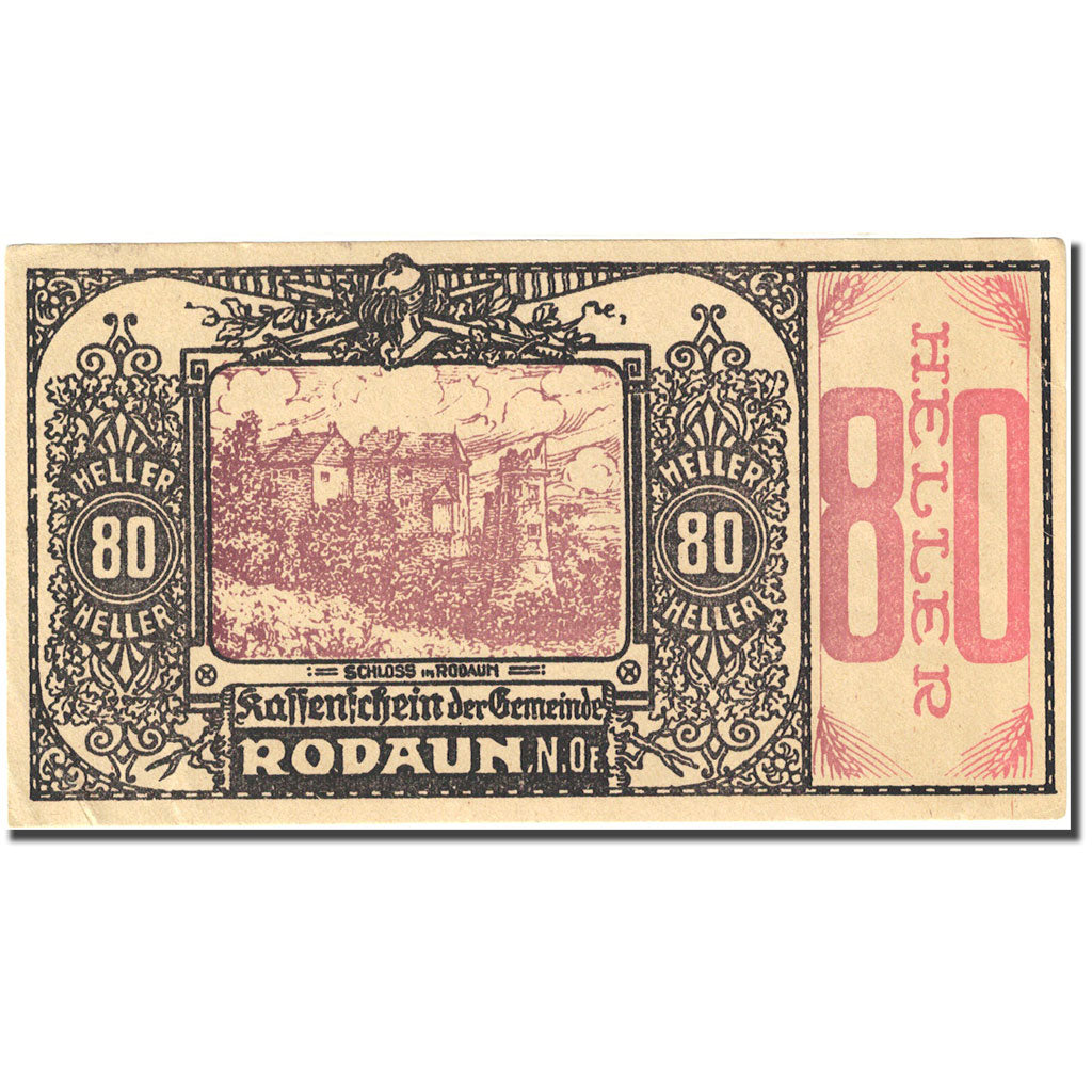 Banknote, Austria, Rodaun, 80 Heller, chateau 1, AU(55-58) black Mehl:FS 840IIa