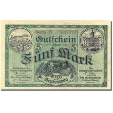 Banknote, Germany, Zeulenroda, 5 Mark, château, 1918, 1918-11-01, AU(55-58)