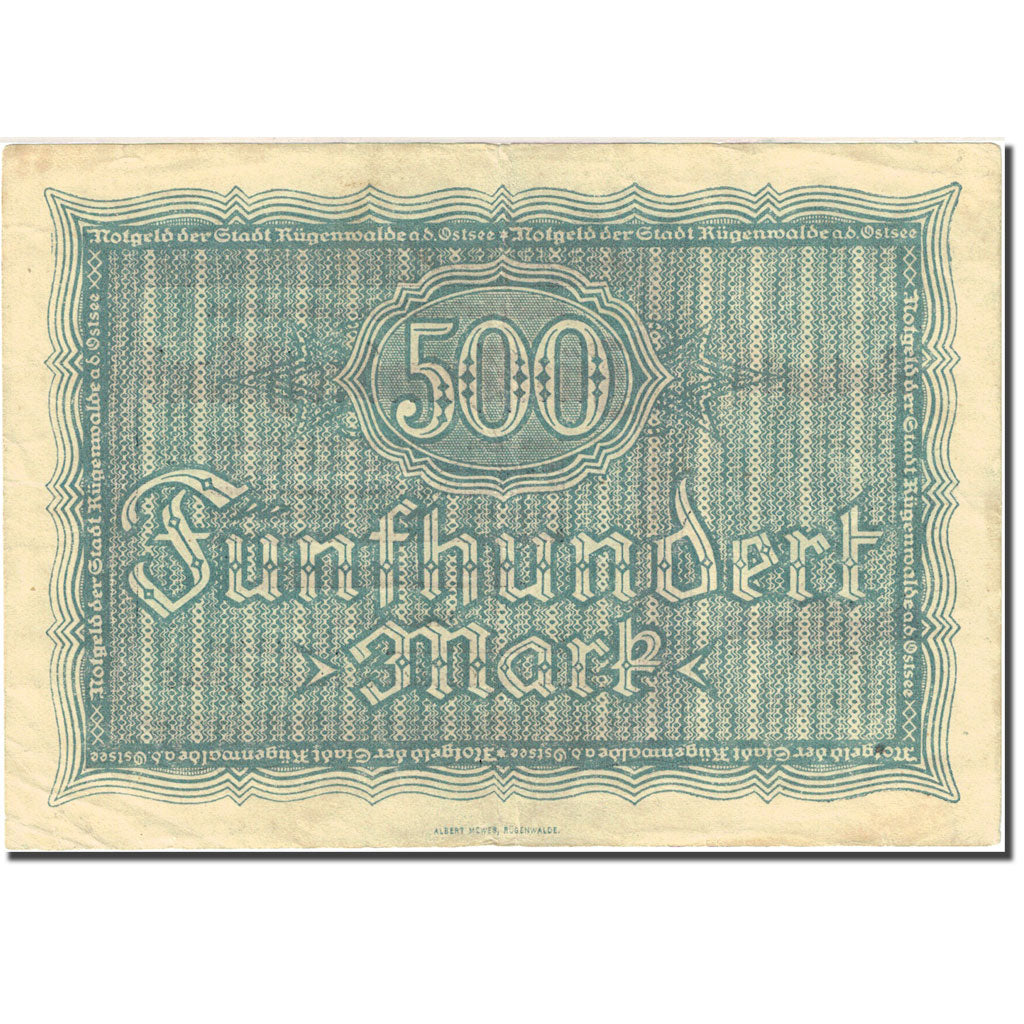 Geldschein, Deutschland, Rügenwalde, 500 Mark, valeur faciale 1922-12-01 SS