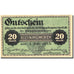Banknote, Austria, Kleinmünchen, 20 Heller, valeur faciale, 1915 green UNC(63)