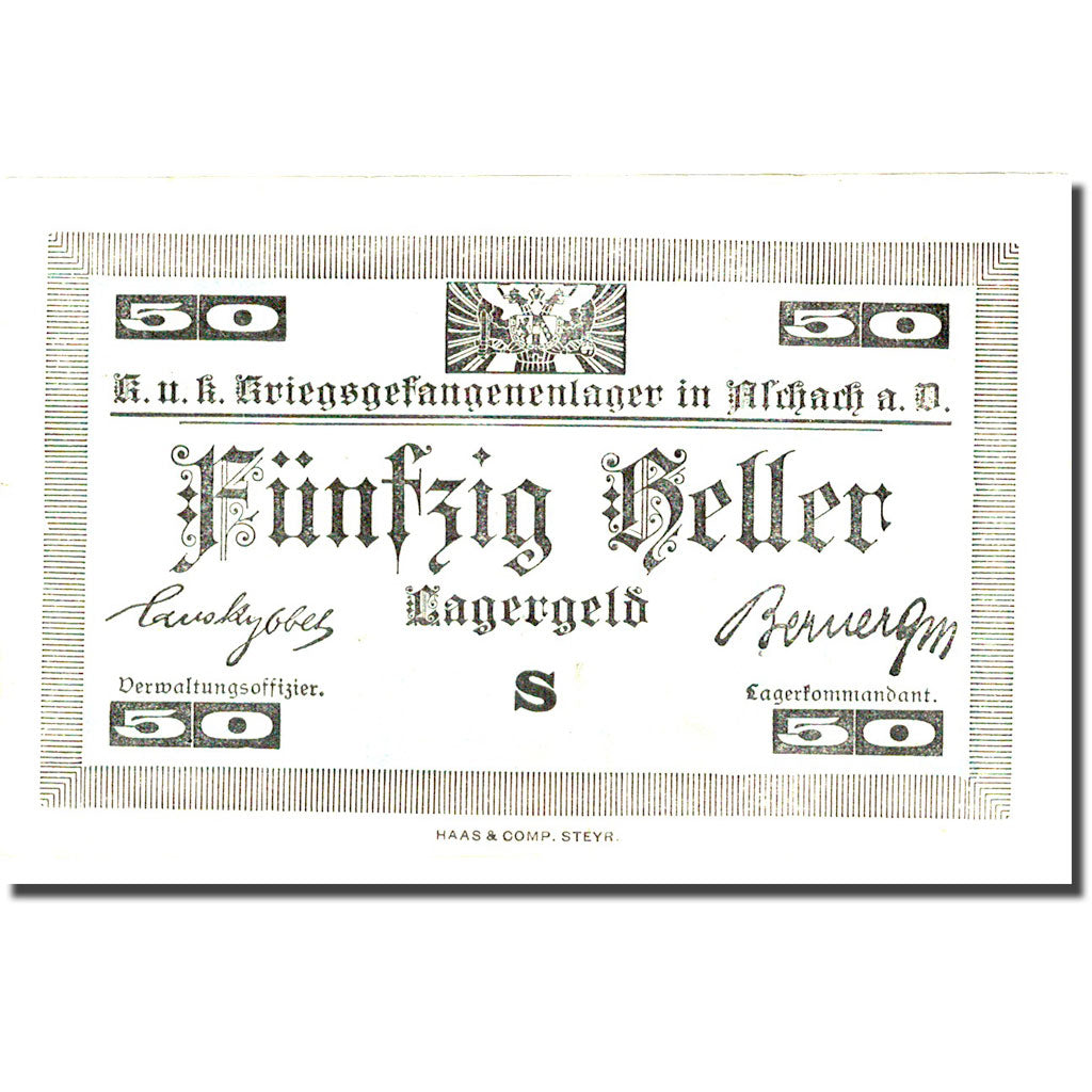 Geldschein, Österreich, Aschach an der Donau, 50 Heller, valeur faciale, SS