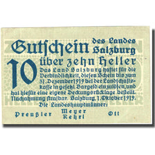 Geldschein, Österreich, Salzburg, 10 Heller, valeur faciale 1919 VZ Mehl:FS 8601